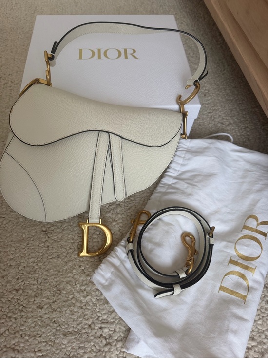Dior Handbags - LIKE NEW Dior Cream Saddle Shoulder Bag with Gold Hardware